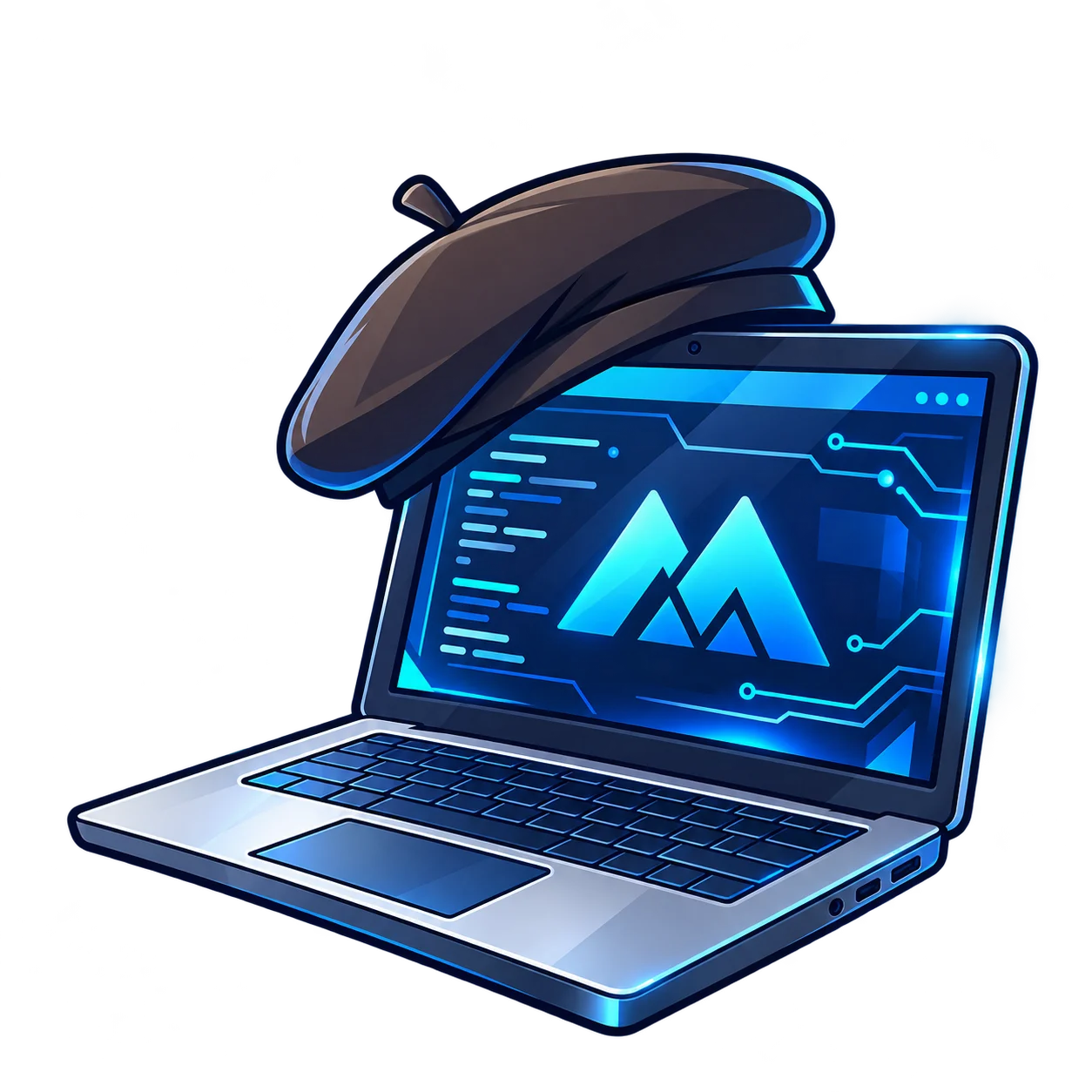 Laptop de MAGE IT con su característica boina